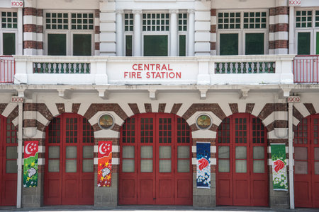 Singapore- 6, Sep 2021: The Central Fire Station in Singapore. It is the oldest existing fire...