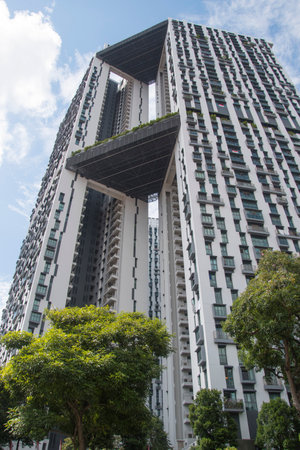 Singapore- 6, Sep 2021: The Pinnacle at Duxton unique housing project in Singapore, it features the...
