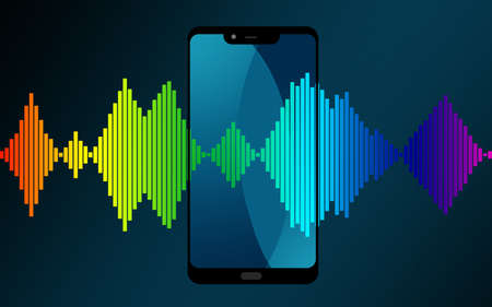 Colorful sound waves on white background, 3D renderingの写真素材