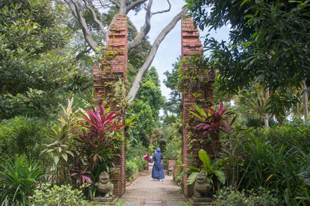 Singapore- 14 Nov, 2021: Sang Nila Utama Garden in Fort Canning Park, Singapore. It is one of the nine newly opened themed gardens in the park.のeditorial素材