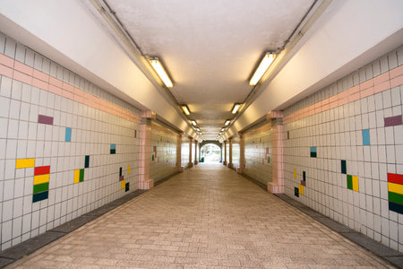 Singapore- 14 Nov, 2021: Tunnel way of underground crossing at Fort Canning Park Singaporeのeditorial素材