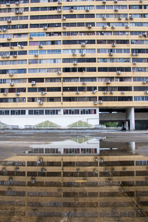 Singapore- 31 Oct, 2021: View of residential apartment on top of People's Park Complex at Chinatown neighbourhood in Singapore.のeditorial素材
