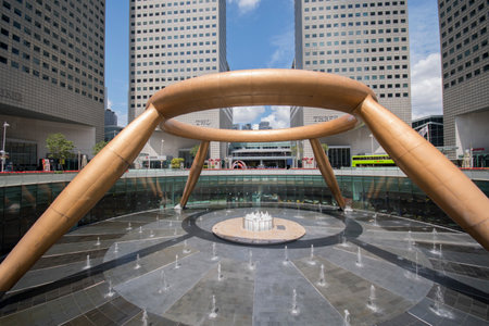 Singapore- 14 Nov, 2021: Fountain of Wealth at Suntec City in Singapore. It is listed by the Guinness Book of Records in 1998 as the largest fountain in the world.のeditorial素材