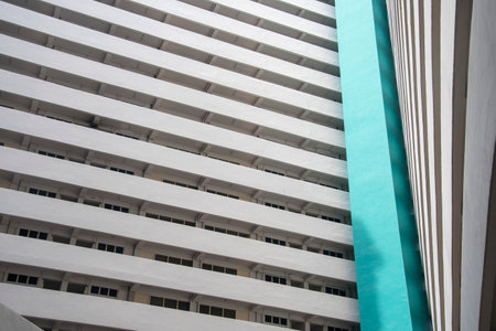 Singapore- 4 Nov, 2021: Unique pattern from the exterior view of public housing in Singapore. Public housing in Singapore also called as HDB flat.のeditorial素材