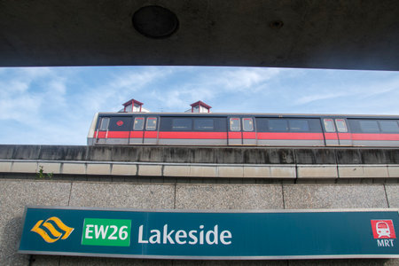 Singapore Nov 4, 2021: A train leaving from Lakeside MRT station in the western part of Singapore.