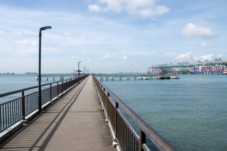 Singapore Dec 29 2021: View of Labrador Jetty in Labrador Park. The jetty is the most popular spot to fish in the parkのeditorial素材