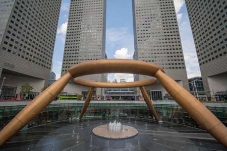 Singapore- 14 Nov, 2021: Fountain of Wealth at Suntec City in Singapore. Fountain of Wealth is a popular attraction in Suntec Cityのeditorial素材