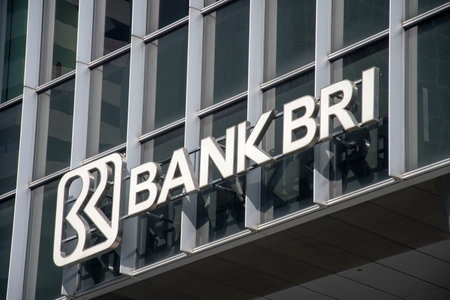 Singapore- Mar 13, 2022: PT Bank Rakyat Indonesia (Persero) Tbk (People's Bank of Indonesia, commonly known as BRI or Bank BRI) is one of the largest banks in Indonesiaのeditorial素材