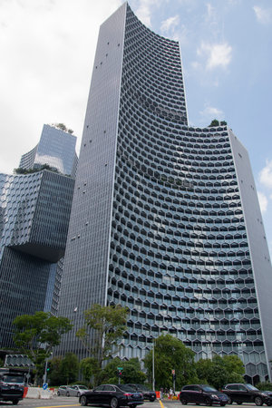 Singapore- Mar 19, 2022: Close view of the DUO galleria in Singapore. Duo Galleria is the retail...