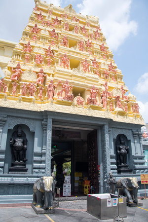 Singapore- Mar 26, 2020: Sri Senpaga Vinayagar Temple located in Ceylon Road, Singapore. It is a temple for the Hindu god Ganesha who is the presiding deity.のeditorial素材