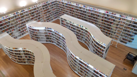 Singapore- 21 Oct, 2021: Boutique Library in Singapore, Library orchard a public library with a beautifully designed of the bookshelves.のeditorial素材