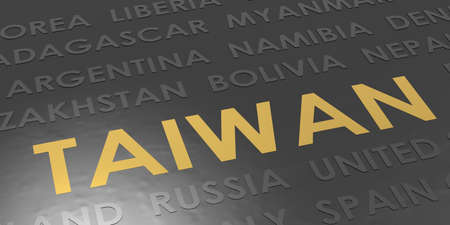 Taiwan country name among the others, 3d renderingの写真素材