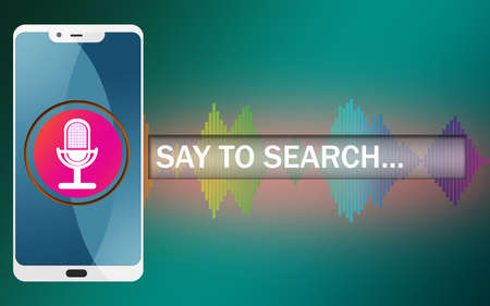 Voice search bar recognition with microphone icon and sound wave, 3D rendering