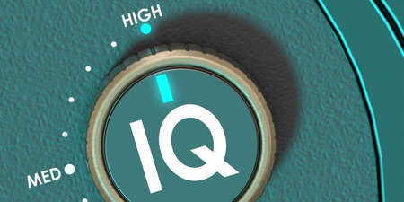 IQ knob pointing to high level, 3d rendering