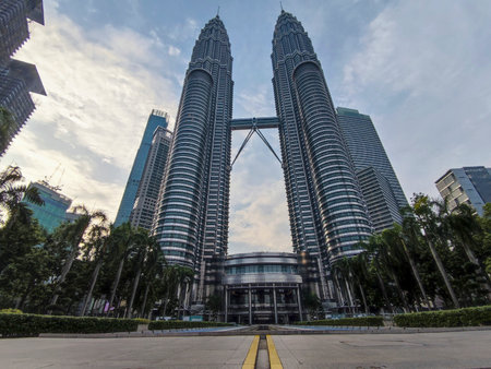 Petronas Twin Towers and KLCC Twin Towers in the city of Kuala Lumpurのeditorial素材