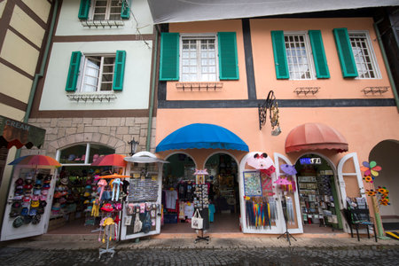 Bukit Tinggi, Malaysia - Jun 08, 2022: View of old French style public building at Colmar Bukit Tinggi, Malaysiacのeditorial素材