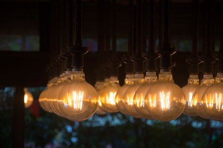 Lamps hanging from the ceiling and decorating roomの写真素材