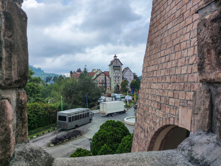 Bukit Tinggi, Malaysia - Jun 08, 2022: View of old French style public building at Colmar Bukit Tinggi, Malaysiaのeditorial素材