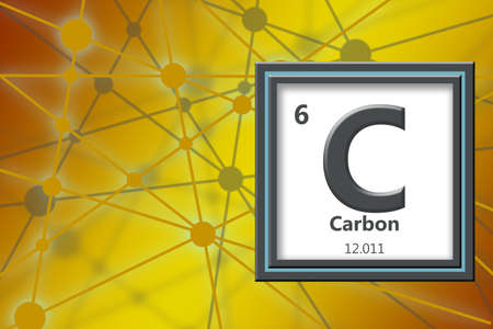 Carbon chemical element with atomic number and atomic weight,  3d renderingの写真素材