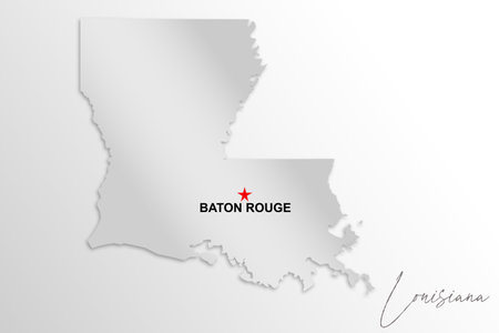 Louisiana map isolated on white background, 3d renderingの写真素材