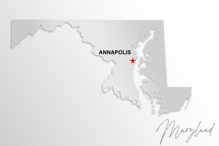 Maryland map isolated on white background, 3d renderingの写真素材