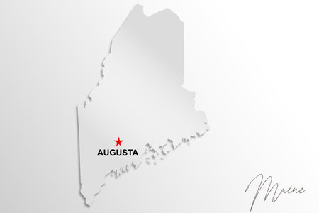 Maine map isolated on white background, 3d renderingの写真素材