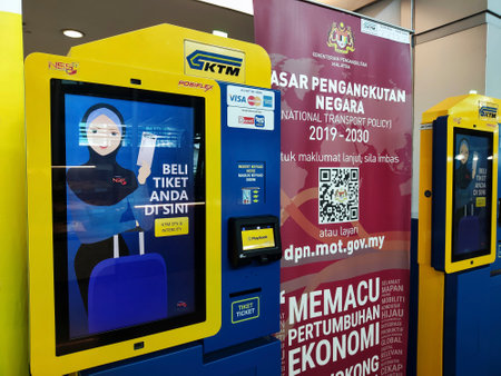 Johor Bahru, Malaysia, Oct 8, 2022. Train ticket machine or train ticket vending machines for...
