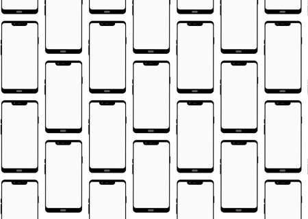 Pattern of smartphone layout isolated on white background, 3d rendering