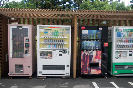Taipei, Taiwan- 3 Dec, 2022: Soft drinks dispensing vending machines in Taiwan. Vending machines are part of a bid by the authorities in Taiwan to reduce face-to-face contactのeditorial素材