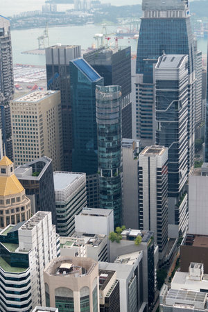 Singapore- 30 Dec, 2022: Cityscape of financial district of Singapore with modern glasses office building.のeditorial素材