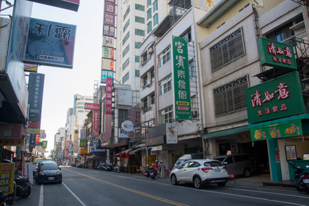 Chiayi, Taiwan- 5 Dec, 2022: Street view of Chiayi city. Chiayi is a city rich in cultureのeditorial素材
