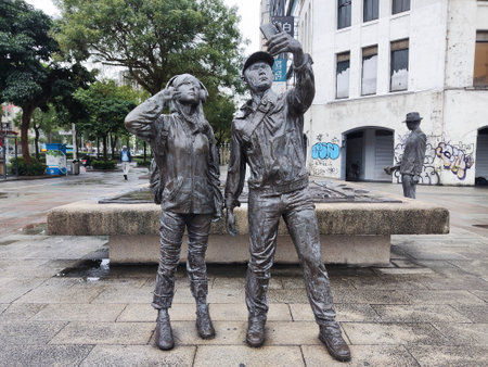 Taipei, Taiwan- 3 Dec, 2022: Street sculpture located in Ximending, Taiwan. There is plenty of public art around Taipeiのeditorial素材