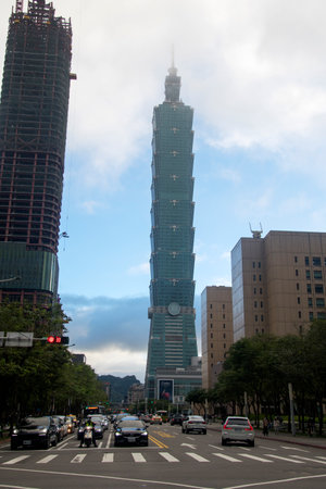 Taipei, Taiwan-3 Dec, 2022: View of Xinyi area in Taipei, Taiwan. Taipei is the capital city of...