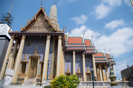 Bangkok, Thailand- 13 Feb, 2023: Wat Phra Kaew or the Temple of the Emerald Buddha inside Grand Palace, Bangkokのeditorial素材