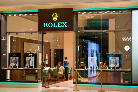 Bangkok, Thailand- 15 Feb, 2023: Rolex shop at Siam Paragon, Bangkok. It is a world famous Swiss watch brandのeditorial素材