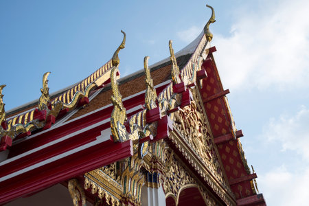 Wat Pho roof art details in Bangkok. Wat Pho is a Buddhist temple complex in the Phra Nakhon District, Bangkokの写真素材