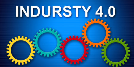 Cogwheels for industry 4.0 manufacturing technology revolution. 3d renderingの写真素材