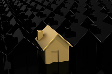 Golden house for real estate concept, 3d renderingの写真素材