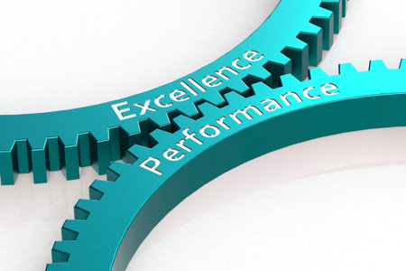 Excellence performance word on metal gear, 3d rendering