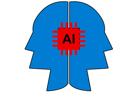 Artificial intelligence concept with chip and human head, 3d renderingの写真素材