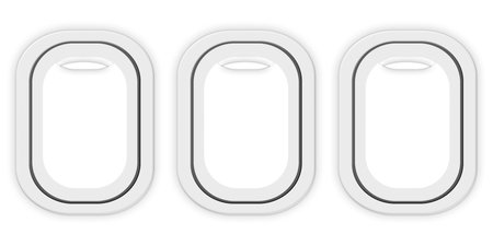 Airplane window porthole isolated on white background, 3d renderingの写真素材