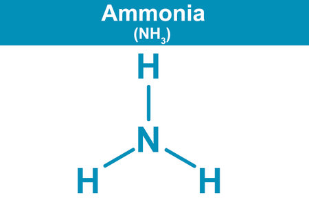 Chemistry illustration of Ammonia in blue, 3d renderingの写真素材
