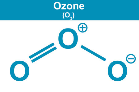 Chemistry illustration of ozone in blue, 3d renderingの写真素材