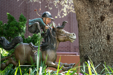 Singapore - 16 Jun, 2023: Horse racing decoration in the Flower Dome at Gardens by the Bay Singapore.のeditorial素材