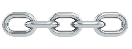Metal chain link isolated on white background, 3d rendering