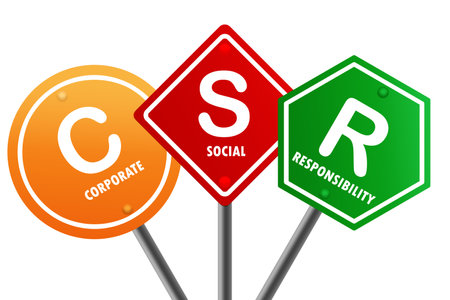 Road sign with Corporate Social Responsibility (CSR) word, 3d renderingの写真素材