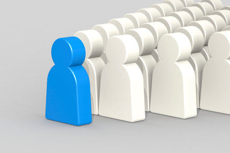 Leadership concept with blue puppet leads in front, 3d renderingの写真素材