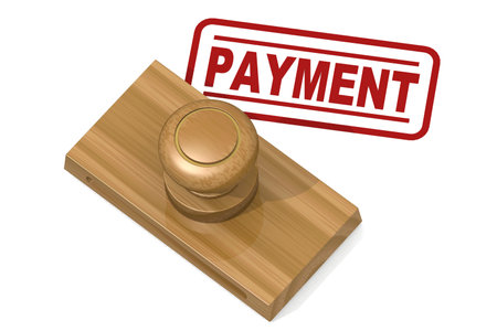 Wooden stamp with payment word, 3d renderingの写真素材