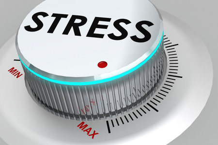 Turn the knob to maximum for stress level, 3d rendering