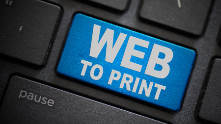 Web to print text button on computer keyboard